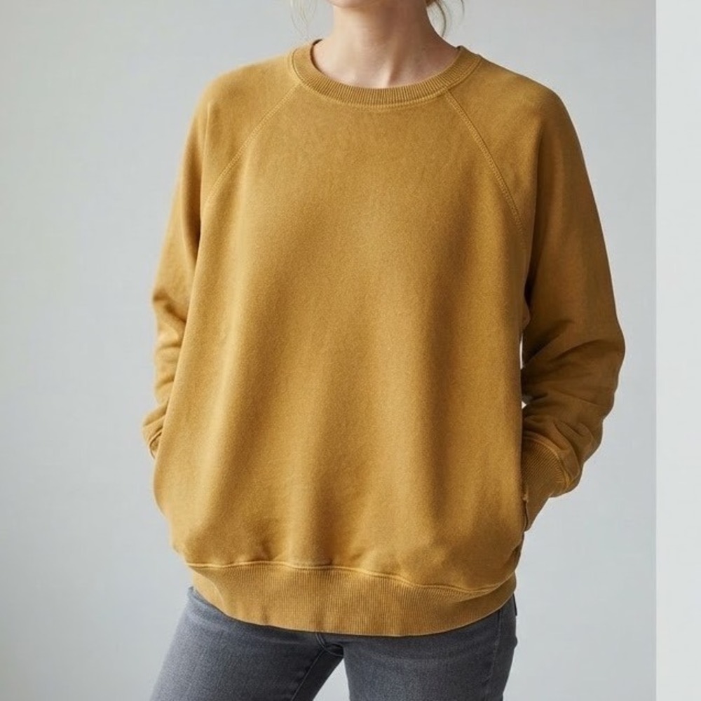 Aerie Mustard Yellow Oversized Raglan Fleece Sweatshirt with Pockets Medium